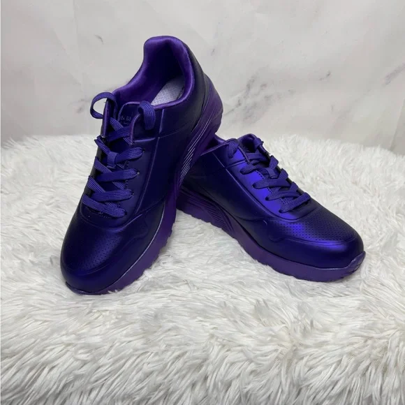 BN with Box Skechers Women's Kid’s Purple Metallic Sneakers - Picture 1 of 6